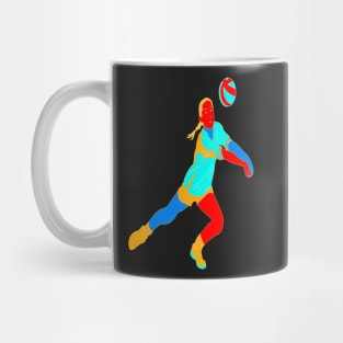 COLORFUL SURREAL RETRO NEON GIRL VOLLEYBALL PLAYER Mug